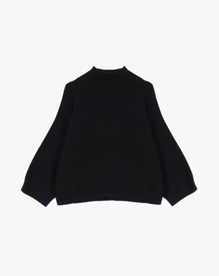 Pullover with high neck and 3/4 sleeves