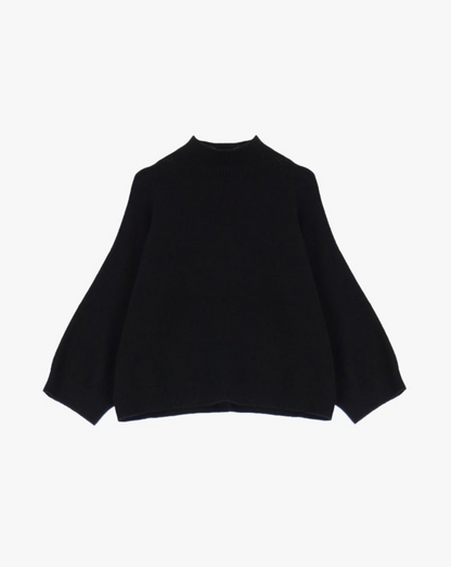 Pullover with high neck and 3/4 sleeves